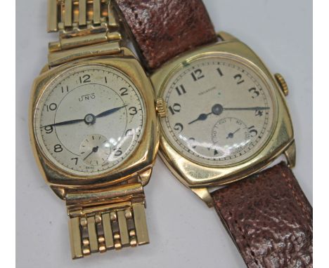 A 9ct gold Uno manual wind wristwatch on rolled gold strap together with a gold plated Vacation manual wind wristwatch on lea