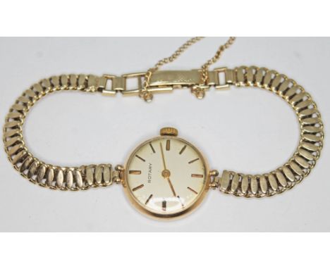 A 9ct gold Rotary wristwatch and 9ct gold strap, gross wt. 17.9g.  