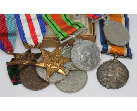 A WWI &amp; WWII medal group awarded to lieutenant corporal E.T. Burke comprising WWI British War Medal,  WWII 1939-45 star, 