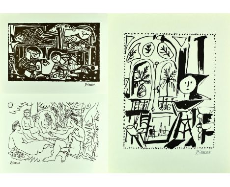 Pablo Picasso (Spanish, 1881-1973)
Three black and white serigraph prints
Signed in plate
59cm x 44.5cm (23" x 17.5")

Each u