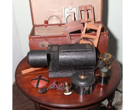 Magic lantern with accessories in leather case by Newton and Company no. 4684