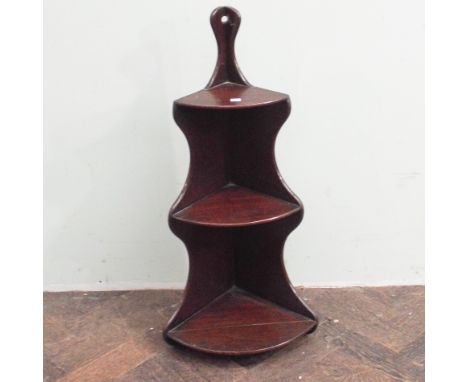 Small Georgian mahogany 3 tier corner wall bracket 