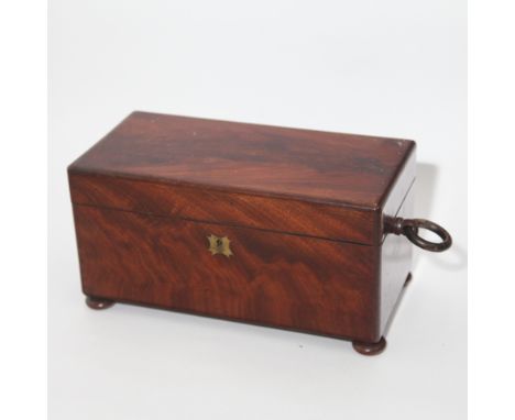 Large Victorian mahogany tea caddy with ring handles 13" x 6" deep 