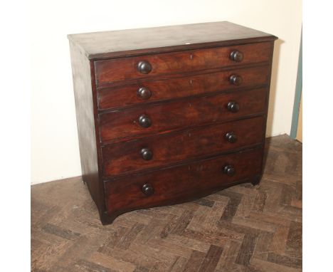 Victorian mahogany secretaire chest of four long drawers with bun handles, 40" wide x 37" high  Condition - part of the brack