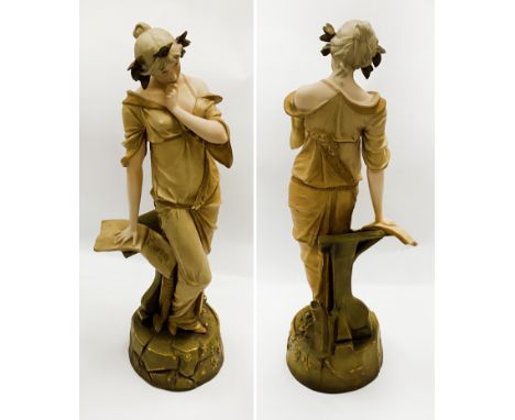 AUSTRIAN CERAMIC FIGURE - GIRL AT THOUGHT