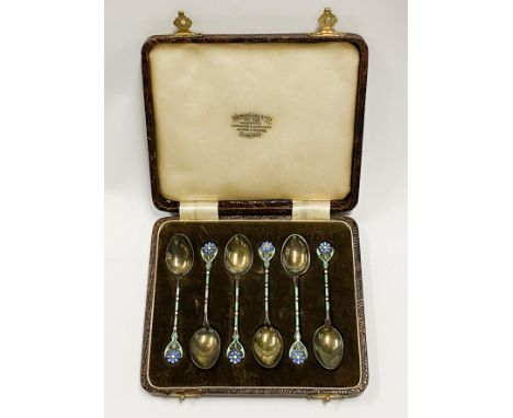 HM SILVER ENAMEL SPOONS - SCOTTISH - 1.8 ozs APPROX