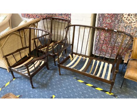 ERCOL DARK OAK SUITE - NO CUSHIONS