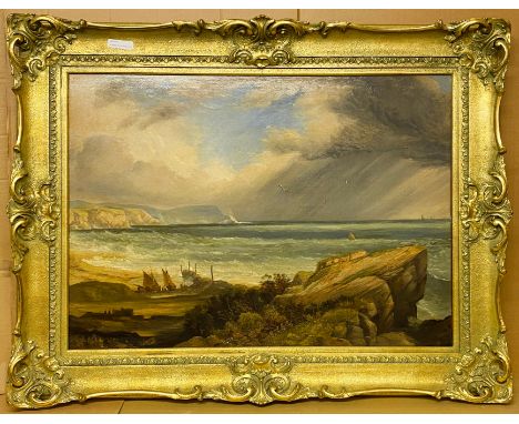 UNSIGNED OIL ON CANVAS CORNISH SEASCAPE 83x60cm
