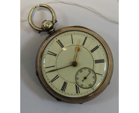 A Victorian silver pocket watch, movement by E. Wise of Manchester no. 9887, enamel dial with Roman numerals, subsidiary seco