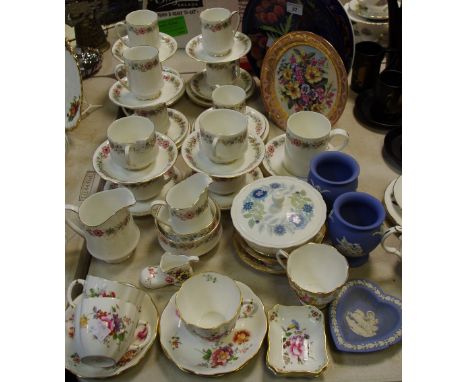 A Paragon Belinda Tea Service, Wedgwood blue Jasperware, Moorcroft Anemone plate (faults).