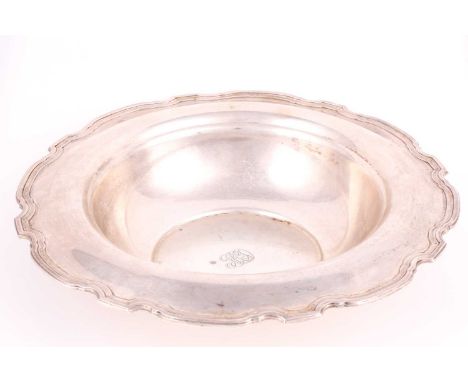A large Tiffany sterling silver circular basin, No 3766, early 20th century. With moulded and shaped rim and bearing a monogr