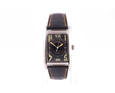 An Audemars Piguet Edward Piguet 18ct white gold automatic wristwatch, the rectangular dial with large luminous Arabic numera