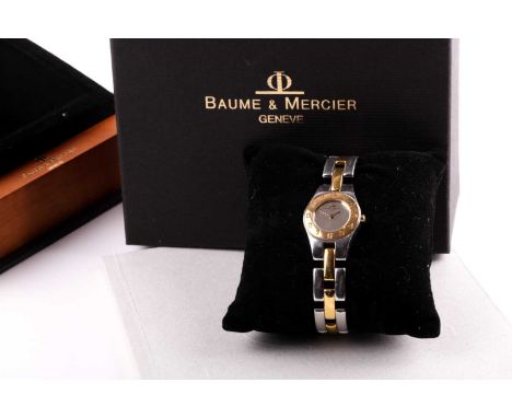 Baume &amp; Mercier Linea silver dial with 18k gold plating with a quartz movement, 21.5mm case ladies wristwatch, year purch