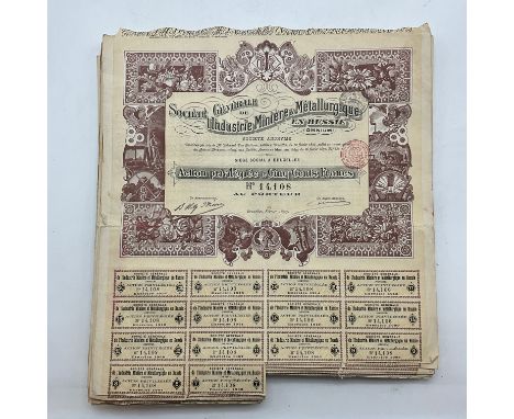 SELECTION OF 83 SHARE CERTIFICATES 1897&nbsp;
SOCIETE GENERALE DE L' INDUSTRIE MINIERE &amp; METTALURGIQUE EN RUSSIE&nbsp;
AC