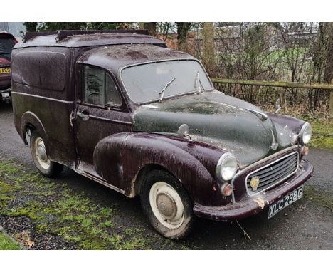 1968 Morris 6cwt van, 1098cc. Registration number XLC 238G. Chassis number MAV5250089 (see text). Engine number 10V/189E/H 40