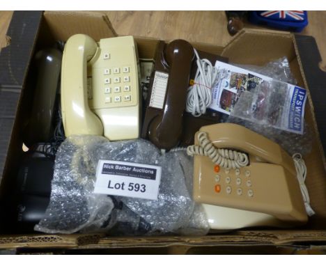 Collectables : 2 boxes of various vintage telephones, 1960's onwards - great lot.