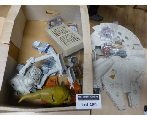 Die-cast : Box of vintage Star Wars items - spaceships, few characters etc.
