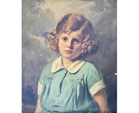John Archibald Alexander Berrie (British, 1887-1962), 20th century portrait of young girl oil on canvas, signed on front and 