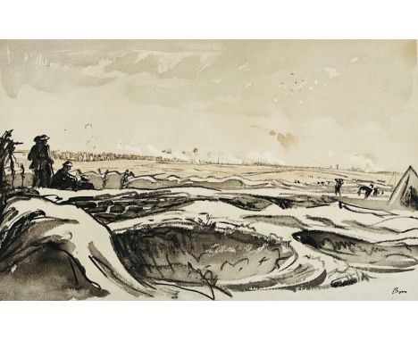 Sir Muirhead Bone, Waiting for Battle (VIII), numbered prints. 29cm H x 43cm WSir Muirhead Bone (23 March 1876 – 21 October 1