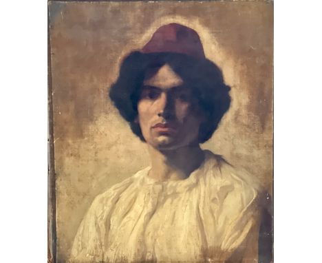 French School, late 19th Century, portrait of an Arab boy, oil on canvas. 52cm x 41cm