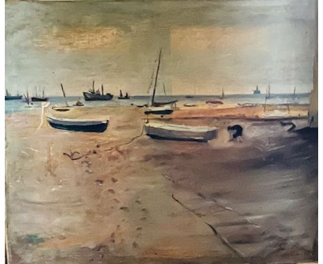 Lucien Adrion (french 1889-1953) signed and dated 26, a french seascape oil on canvas, unframed. 55.5cm W x 46.5cm H french s