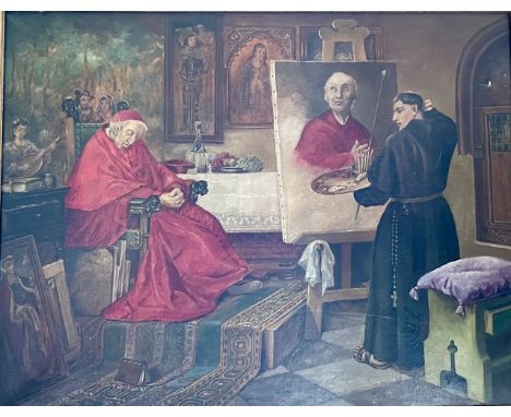 After Toby Rosenthal, “the cardinals portrait’, oil on canvas. 68cm H x 88cm W