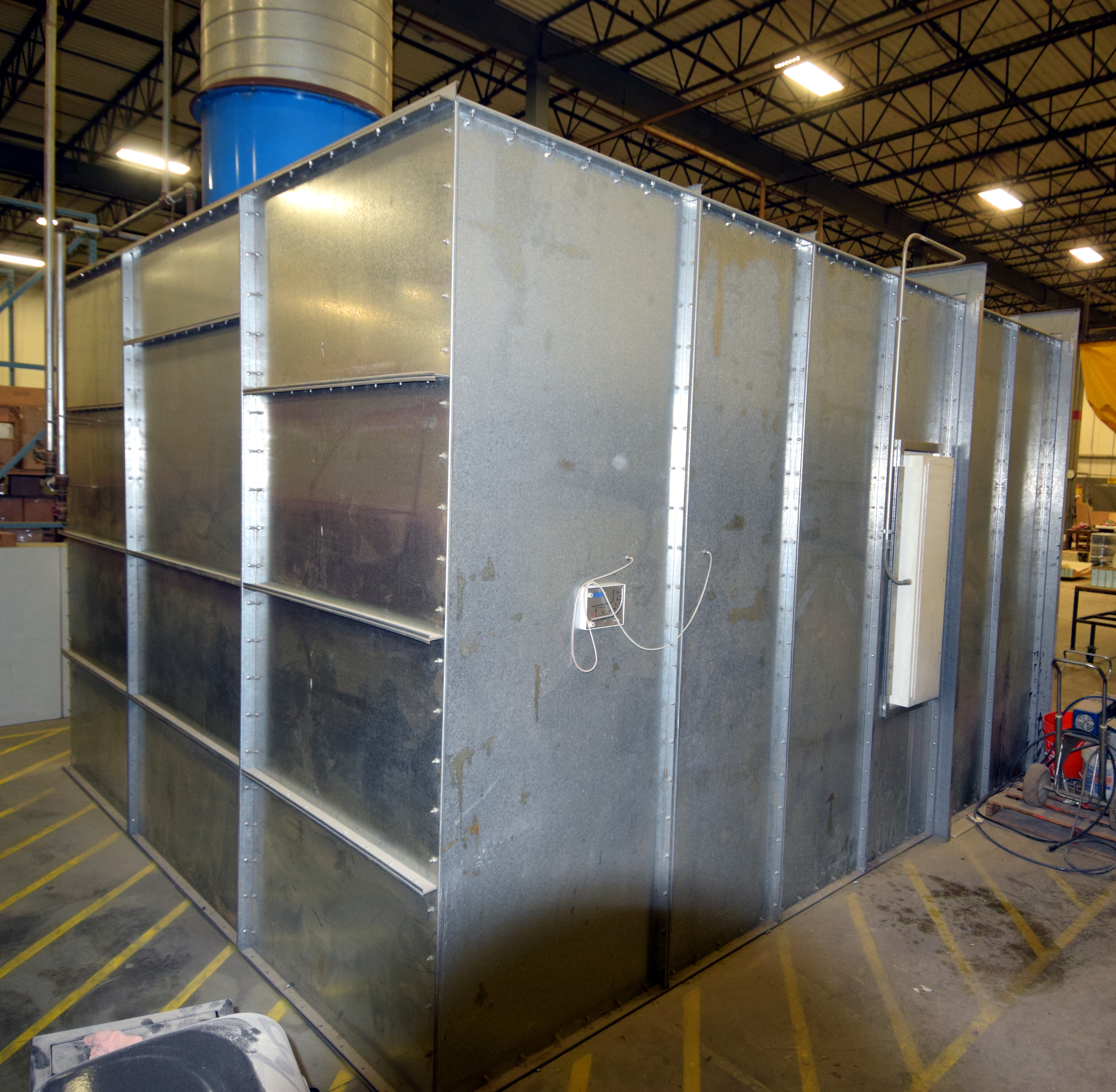 Binks Spray Booth. Approximate 164” wide x 148” deep x 120” tall. Top
