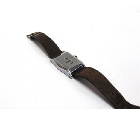 ANONYMOUS, A 1930's PIMP DIAL DIGITAL MECHANICAL WRIST WATCH  the two piece hinged chromium plated case with aperture for hou