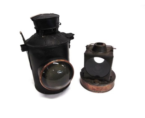 RAILWAYANA - A BULLS-EYE SIGNAL LAMP  complete with interior fitting; together with another interior fitting, (2). 