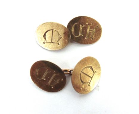 A PAIR OF 9 CARAT GOLD CUFFLINKS  by Deakin & Francis, Birmingham 1956, 7.9g gross