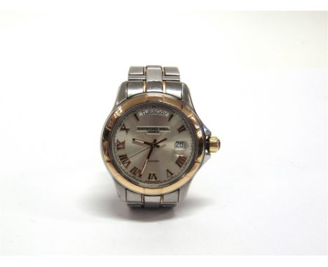 REYMOND WEIL, A GENTLEMAN'S TWO COLOUR AUTOMATIC BRACELET WATCH  circa 2008, the white dial with gilt Roman numerals, luminou