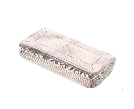 George IV rectangular silver snuff box, with engine turned decoration and gilded interior, maker Clark &amp; Smith, Birmingha