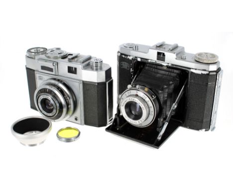 Zeiss Ikon Nettar camera; together with a Zeiss Ikon Contina camera with lens hood and filter (2)