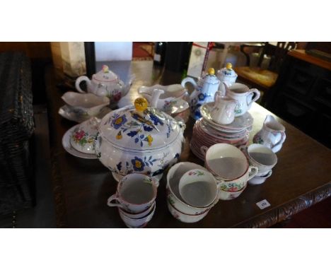 A collection of Spode and Luneville crockery to include a tureen, tea pots, gravy boats etc. 