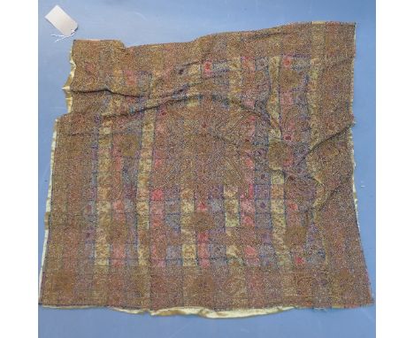 A Persian tapestry backed on silk, 94cm x 94cm