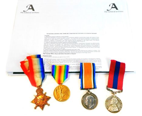 A Great War D.C.M. group of four, awarded to Sergeant J.Wreford, Monmouthshire Regiment, who was decorated for gallant rescue