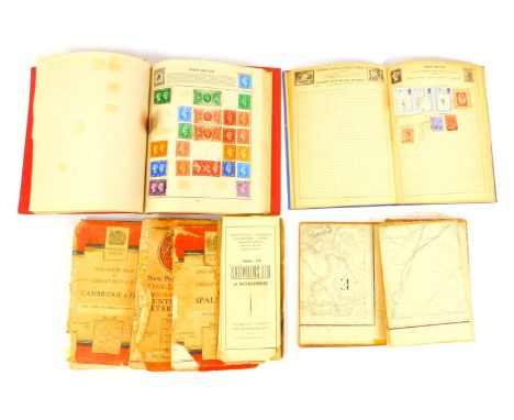 Two stamp albums, containing GB and world stamps, for Germany, France, Czechoslovakia, Canada, Australia, New Zealand, etc., 