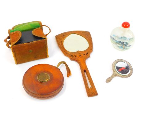 A group of collectables, to include a Kodak number 127 Brownie camera, in canvas case, a Chinese reverse painted snuff bottle