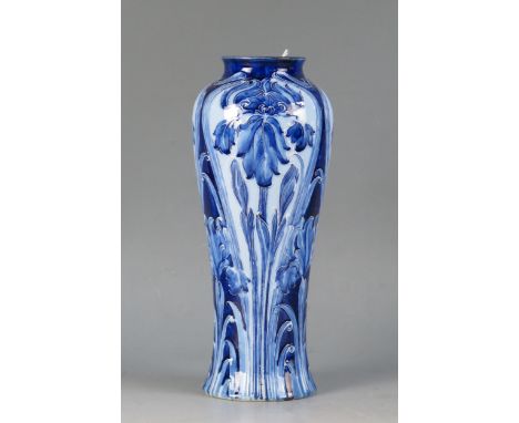 William Moorcroft for James MacIntyre and Co. a waisted vase with Art Nouveau 'Iris' stems, printed factory marks, painted gr