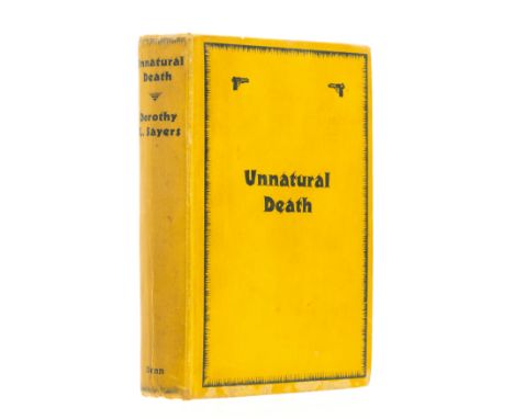 Sayers (Dorothy L.) Unnatural Death, first edition, ownership name on front free endpaper, faint spots on title, original yel
