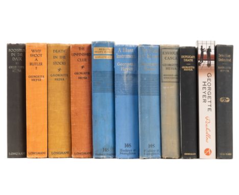 Heyer (Georgette) Footsteps in the Dark, 1932; Why Shoot a Butler?, 1933; The Unfinished Clue, 1934; Death in the Stocks, own