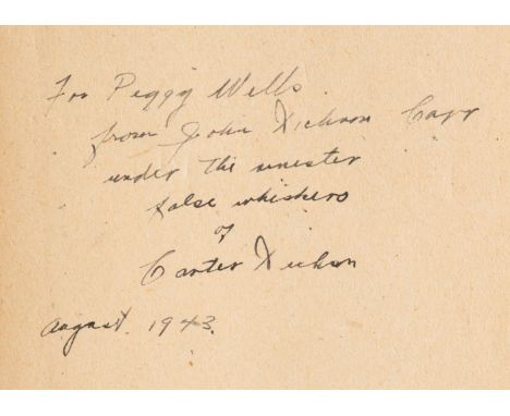 [Carr (John Dickson)], "Carter Dickson". She Died a Lady, first English edition, signed presentation inscription from the aut