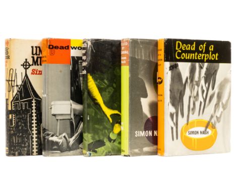 Nash (Simon) Dead of a Counterplot, light browning to endpapers, slight fading to spine, 1962; Killed by a Scandal, stain to 