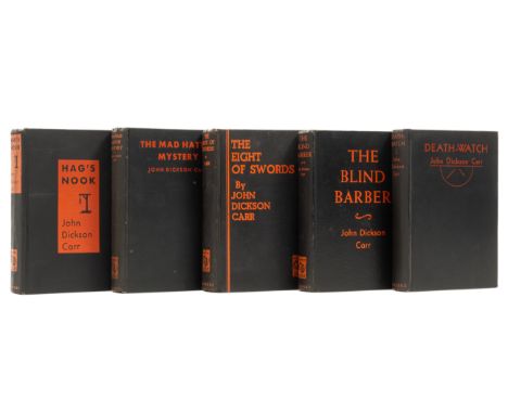 Carr (John Dickson) Hag's Nook, light surface abrasion to front pastedown, 1933; The Mad Hatter Mystery, seal pages present b