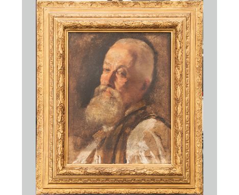 Ludwig Michalek (1859-1942), Portrait of Kurt Mell , oil on paper on canvas, signed bottom right, framed . 47X38 cm