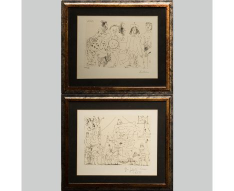 Pablo Picasso (1881-1973)-graphic, circus, two lithographies on paper, framed under glass, each 26 x 33 cm