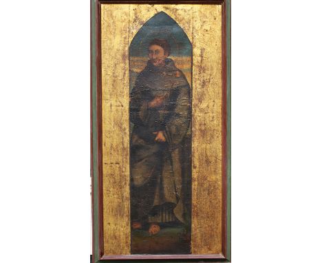 Sienese School 18th/19th century, portrait of a Saint holding a book, oil on canvas, possibly laid down on canvas with later 