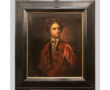 Charles Jervas (1675-1739)-attributed , portrait of an elegant Gentleman, oil on canvas, framed, 75 x 64 cm
