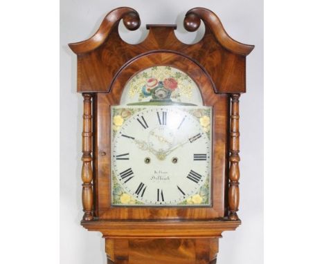 A Victorian figured mahogany and crossbanded longcase clock, by Kilham, Holbeach, eight day movement striking on a bell, the 