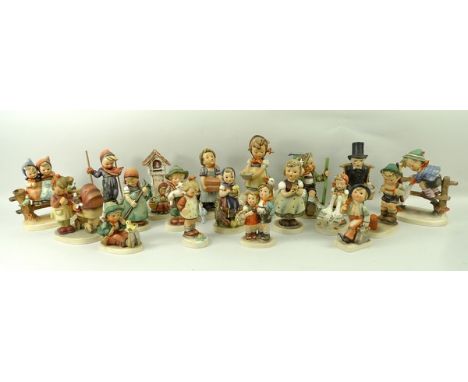 A quantity of Hummel figures, comprising Merry Wanderer 11 2/0, Mountaineer 315, Goose Girl 47 3/0, Skier 59, Mors, Barnyard 